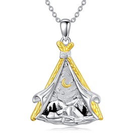 MISTBEE Tent Mountain Necklace Sterling Silver Nature Pendant Jewelry for Hikers,Campers,Skiers,Climbers,Nature Lovers Gifts