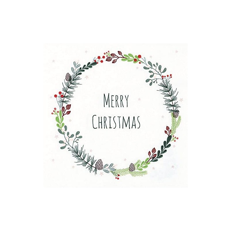 20 Napkins Merry Christmas in Wreath | Winter | Christmas