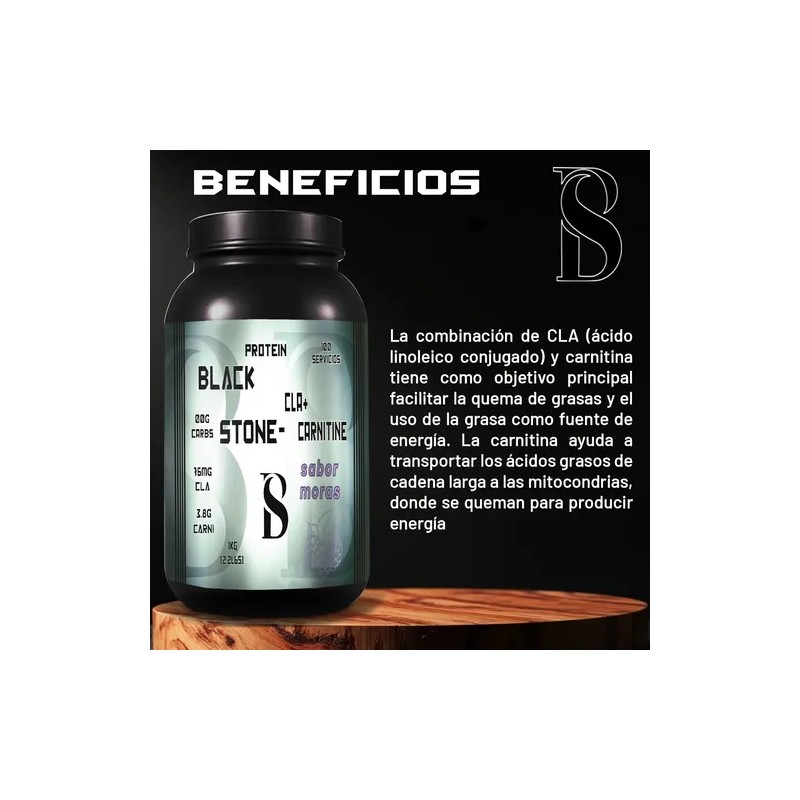 Cla + Carnitina 1kg Black Stone 100 Servicios Pre Entreno