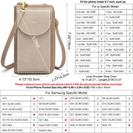 S-ZONE PU Leather RFID Blocking Crossbody Cell Phone Bag for 6.7 Inch Cellphone Women Leather RFID Blocking Wallet Purses with Credit Card Slots