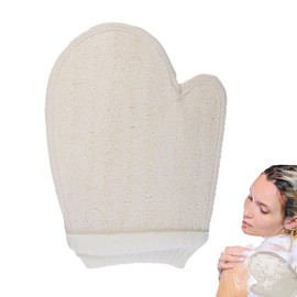 1 x Massage Glove Made of Loofah and Cotton, Exfoliating Glove for Body and Face, Gentle Cleansing and Massage with Natural Loofah Sponge, Shower Sponge Body, Exfoliating Glove for Effect