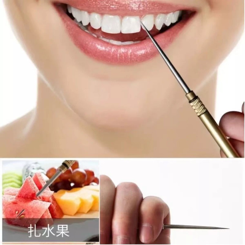 Veraly Palillo Dientes Acero Inox Bolsillo Limpieza Dental Bucal 1p