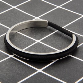 Zuo Bao Hair Tie Bracelet Stainless Steel Grooved Cuff Bangle for Women Girls (2 Pcs Silver)