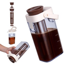 HOUSEASSIST Cold Brew Coffee Maker with 350-Mesh Fine Filter, 34oz Cold Brew Pitcher with Handle, 180° Twist Spout Leakproof Iced Coffee Brewer for Iced Tea, Lemonade, Fruit Infused Water