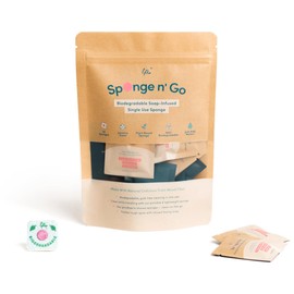 Sponge n' Go: Mini Travel Dish Soap & Sponges | Eco-Friendly, Soap-Infused, Single-Use Cellulose Compressed Sponges | Your On-The-Go Cleaning Companion for Trips, Camps, Work (Pack 20)