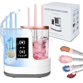 OctHope Máquina limpiadora de pinceles de maquillaje eléctrica 3 en 1 con soporte para sec