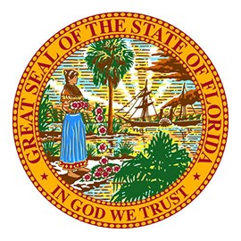 RDW Florida State Seal - Color Sticker - Decal - Die Cut - Size: 4.00" x 4.00"