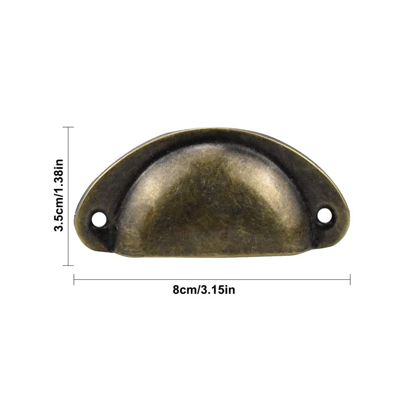 12PCS Cabinet Cup Pull Handle, Antique Brass Shell Cup Handles,