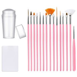 Nail Stamper Nail Art Brushes - French Tip Nail Stamp Clear Nail Art Stamper Jelly with Scraper, 3pcs Nail Pen Brushes, Soft Silicone Stamper Printer DIY French Tip Nail Stamping Manicure Tool (Nail Stamper 15PCS Nail Brushes)