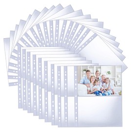 GIONAR 30 Pack 120 Pockets Photocard Binder, Double-Sided 2 Pockets Photocard Sleeves, Card Binder 11 Holes for 2/3/4/7 Holes, Postcard Albums, for Game Cards/Photocard/Postcard Collection(2Grid)