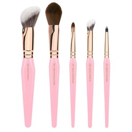 BDELLIUM TOOLS Juego de Brochas de Maquillaje para Rostro y Ojos Con Triángulo Dorado Rosa - Juego de Brochas Bien Equilibradas Con Cerdas Sintéticas 