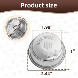 Replacement Dual Wall Filter Basket 54mm 2 Cup, Compatible with Breville Espresso Machines (BES860XL/11.41) - Double Shot Portafilter Parts