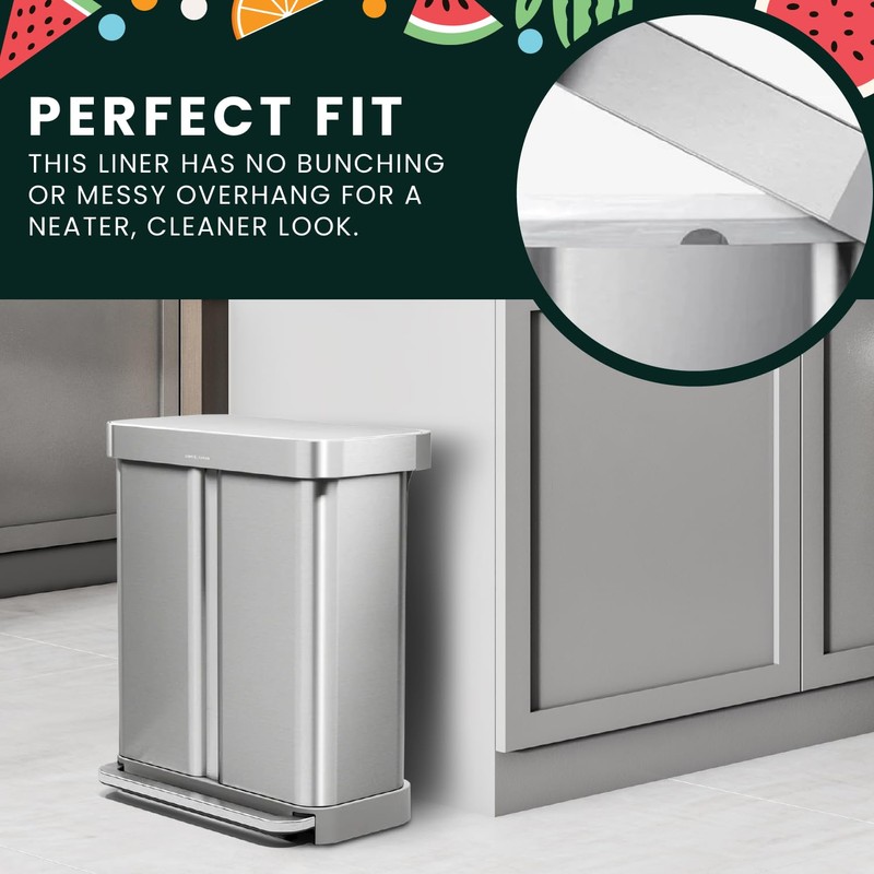 Melon Basics Trash Liner Bags Compatible with Simplehuman Code H