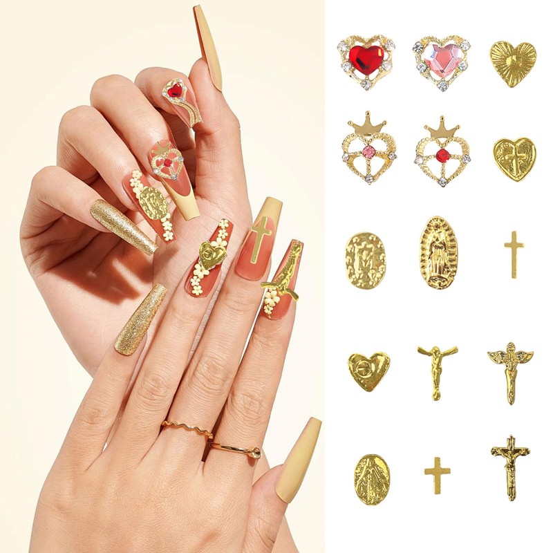 Bzzerumy® 52 Pieces 3D Gold Nail Charms High Quality Nail