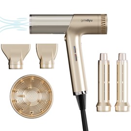 getvayu Professional, Ionic Hair Dryer with Diffuser - (5 Attachments for Wavy, Straight & Curly Looks) – Rapid Drying, Frizz Control, Low Noise, & 70% Lighter Than Traditional Hair Dryers