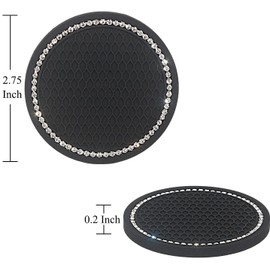 MACHSWON 2.75 Inch Cup Holder Car Coasters 4 Pcs Vehicle Cup Coasters Shiny Car Accessories Cute Black Car Cup Holder for Women, Birthday, Party, Gift