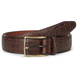Johnston & Murphy Men's Croc-Embossed Belt, Mahogany, 38C