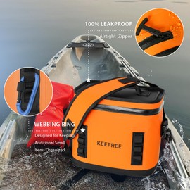 KEEFREE Soft Cooler 8 Cans,Insulated Bag Leakproof with Zipper for Lunch Drink Beverage Picnic Beach Hiking Fishing Camping Travel (Orange)