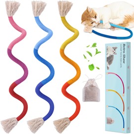 Retro Shaw Catnip Rope Cat Toys for Indoor Cats,Large Cat Chew Toys for Teeth Cleaning,Cat Toys with Catnip,Interactive Cat Nip Kicker Toys for Cats Kittens Exercise,3 Pack Cat Toy String