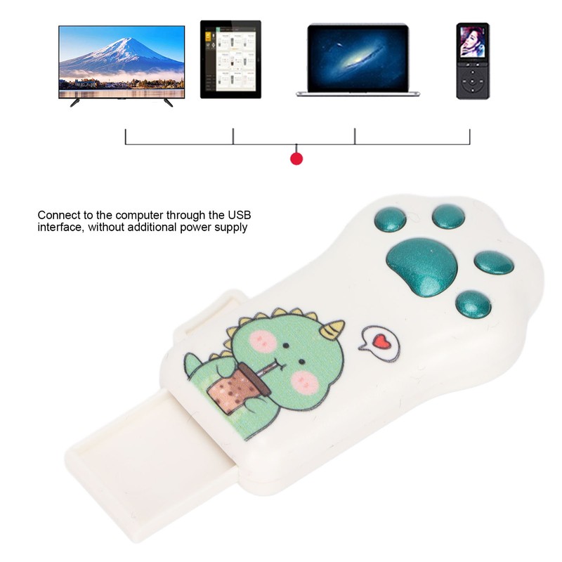 Flash Drive Green Dinosaur Pattern Cat Paw Shape USB2.0 Memory
