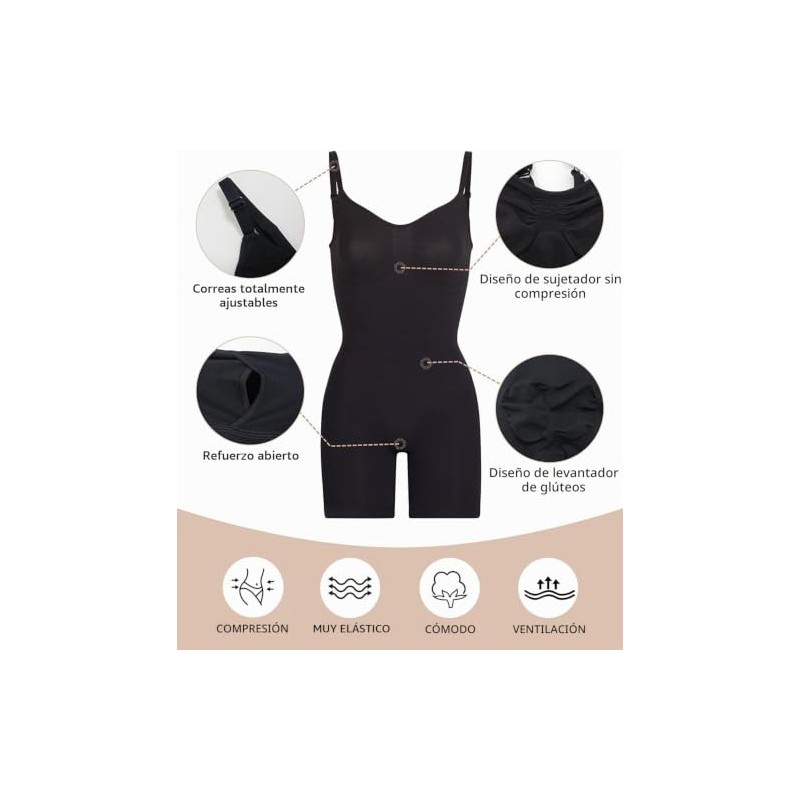 SHAPERX - Body para mujer con control de barriga, sin