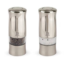 Peugeot - Zeli Electric Salt and Pepper Mill Set - Adjustable Grinder, Battery Powered - with Light, ABS With Brushed Metal Look, 5.5 inches