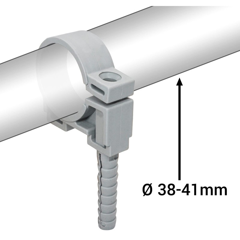(4 pcs) Grey Plastic Clamps for 38-41 mm Pipes, Hose