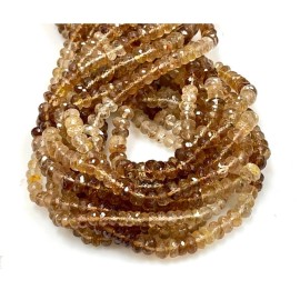 Handmade Imperial Topaz Natural Gemstone Rondelle Shape Micro Faceted Beads Size 6mm 8mm - 5 - 5.9 mm, 16 Inch Long