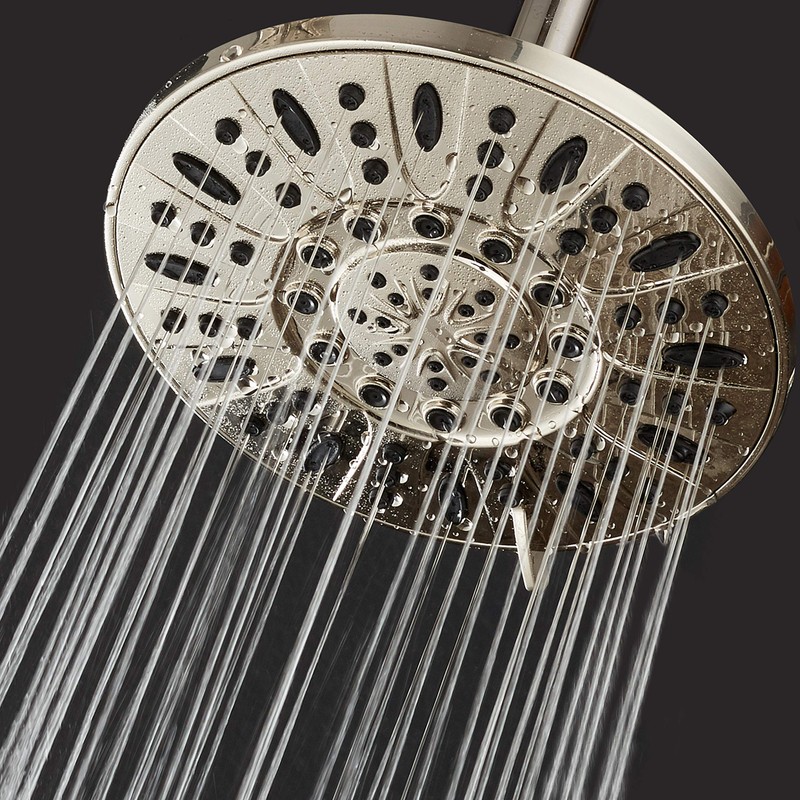 AquaDance BRUSHED NICKEL High Pressure 6-Setting 7" Rain Shower Head