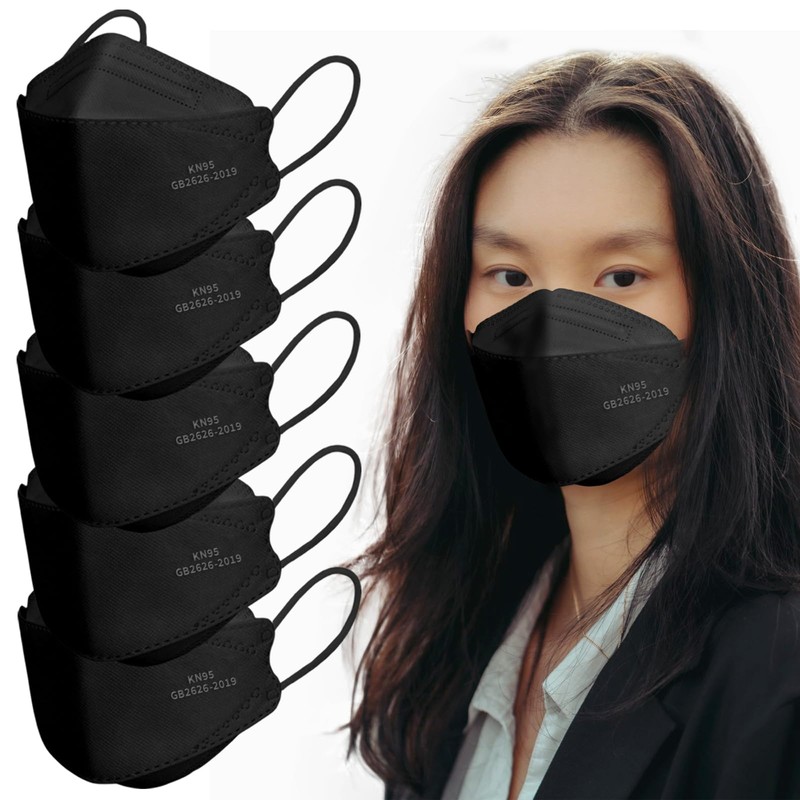 Borje KN95 Face Masks, Black Masks Disposable 100 pack, Individually