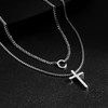 Cross Necklace for Men Layered Initial Cross Pendant Necklace Letter