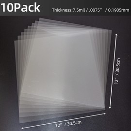 Hoja de Mylar en blanco de 7,5 mm (paquete de 10), hoja de plástico transparente de 12 x 12 pulgadas, hojas de acetato transparente para Cricut, hojas de plástico para máquina de corte, material de plantilla PET
