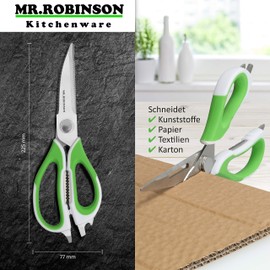 MR. ROBINSON 3-Piece Scissors Trio - Set of Versatile All-Purpose Scissors, Robust Poultry Scissors and Precise Herb Scissors - Ideal for Kitchen and Household - High Quality, Durable Cutting Tool
