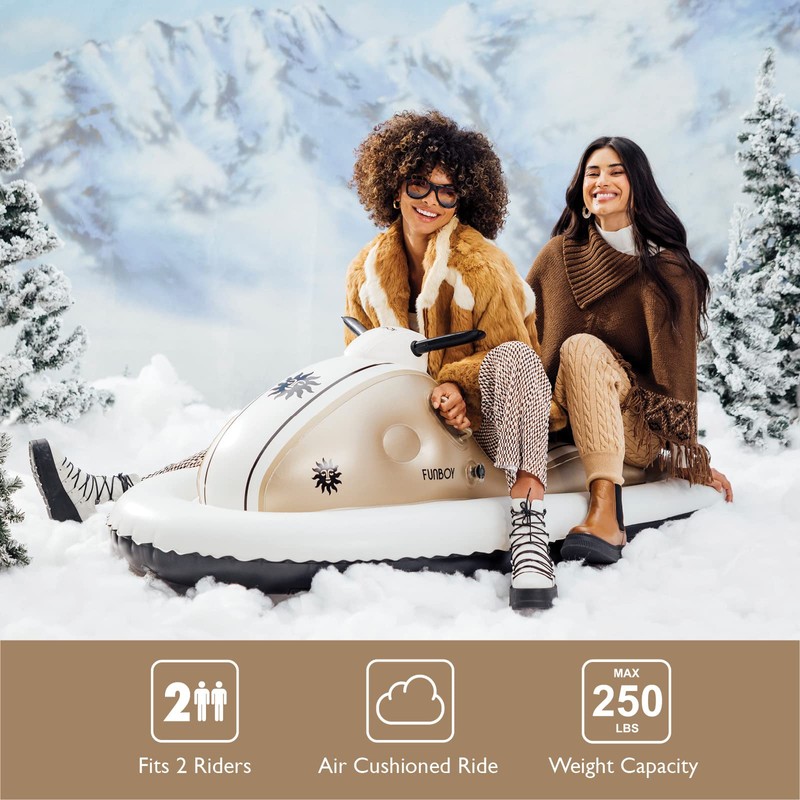 FUNBOY Winter Fun Inflatable Snowmobile, Two Pack, Champagne Two Pack