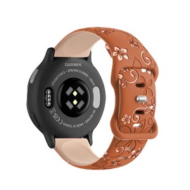 Two-Tone Flower Engraved Bands Compatible with Garmin Vivoactive 6/Vivoactive 5/3/3 Music Watch Bands, 20mm Soft Silicone Strap for Galaxy Watch 7/6/5/5 Pro 4,Venu Sq 2/Forerunner 55/165/245/645