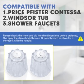 PuritySage Premium Shower Faucet Knob Replacement,Compatible with 88262 Price Pfister Contessa, Universal Clear Acrylic Plastic Hot/Cold Shower Faucet Handle,Easy Installation