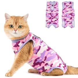 Avont Cat Recovery Suit - Kitten Onesie for Cats After Surgery, Cone of Shame Alternative Surgical Spay Suit for Female Cat, Post-Surgery or Skin Diseases Protection -Purplecamo(S)