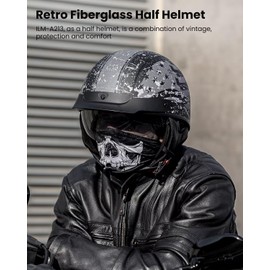 ILM Fiberglass Half Helmet Motorcycle Open Face with Visor for Motorbike Cruiser Moped Scooter DOT Model A213(Patriotic Flag, Large)