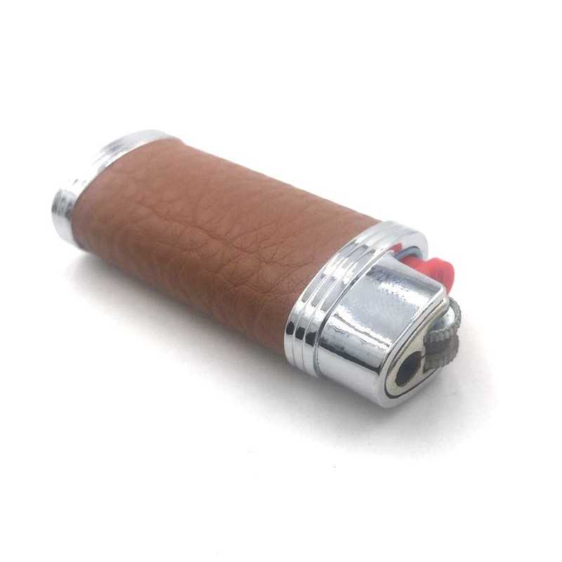 Lucklybestseller Metal Leather Lighter Case Cover Holder for Bic Mini
