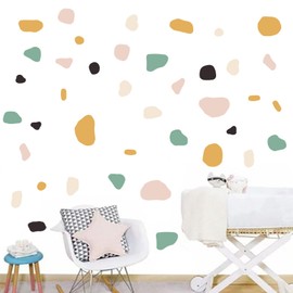 Boho Wall Decor Terrazzo Decal Polka Dots Wall Stickers Irregular Stones Colorful Peel and Stick Decorations Abstract Vintage Abstract Geometric Modern Wall Art Home Decals for Furniture Bedroom