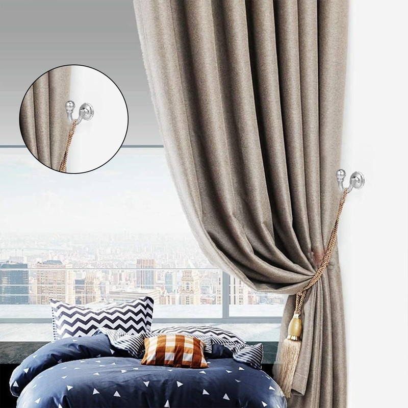 INBOLM 2pack Tie Back Hooks For Curtains Silver Curtain Tie