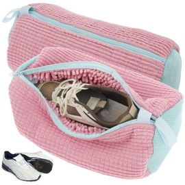2 Pack Washing Machine Shoe Bags 39 x 19 cm Reusable Zipper Laundry Bags (Pink)