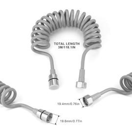 DEANKEJI Shower Hose, 3 Metres, Extendable, Stainless Steel Interface, Shower Hose, Shower Hose for Sprayer, Toilet Bidet, Sink, Tap