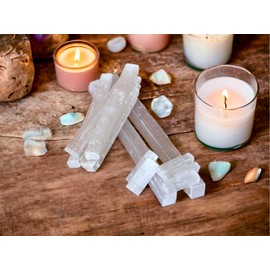 Natural Selenite Sticks Crystal Satin Spar Wands for Cleansing, Jewelry Making, Home Decor and Protection Reiki & Chakra Crystals Natural Energy Stones 5Pcs White Quartz Selenite Stick (20cm)
