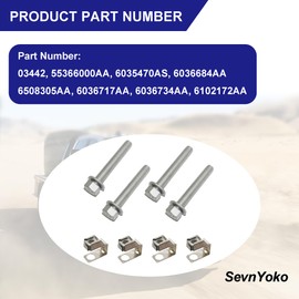 Exhaust Manifold Hardware Kit 03442 - Set of 4 Bolts & U-Nuts - Fits Ram 1500 2500 3500 4500 5500 2011-2024|Jeep Wrangler 2007-2012|Dodge Dakota 2004-2011 - Replaces 6036734AA 6036684AA