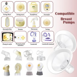 2pcs 18mm Soft Rim Flanges with 106 Degree Wider Opening Angle for Medela Breast Pump, PersonalFit, Freestyle, Maxflow, Freestyle Flex Swing Maxi Connector,Lansinoh Signature Pro