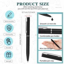 Teling 36 Pcs Small Ballpoint Pen Mini Pens Bulk 4 Inch Short Tiny Small Writing Tool Black Ink for Pocket Notebook Notepads School Office(Black, Silver,Classic Style)