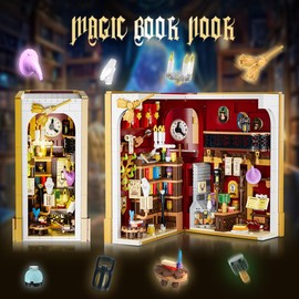 PLAXSOON Magic Book Nook 3.6 mm Mini Building Kit Set with Light, 1015 Pieces Miniature Bookend Toy Home Decor, DIY Clamping Building Blocks Buck House for Adults Boys Girls Children from 8 9 10 11 12