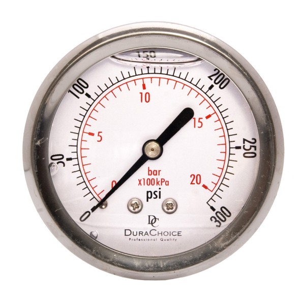2-1/2" Liquid Filled Pressure Gauges - Stainless Steel Case, Brass,