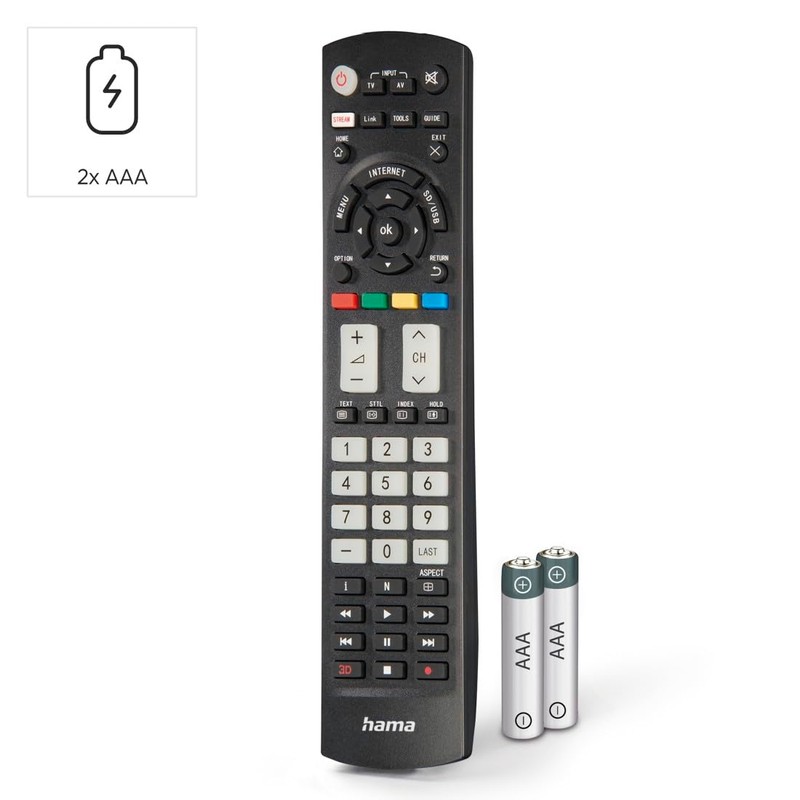 Hama Universal Remote Control for Panasonic TVs (Infrared, Learnable, Luminous